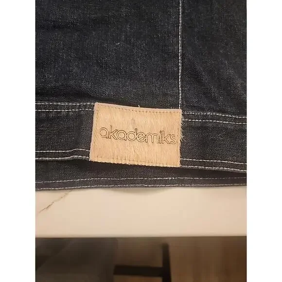Akademiks Jean Jacket Mens 3XL Blue Denim Button Up Long Sleeve Y2K Hiphop - Picture 11 of 14